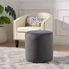 KINWELL Round Upholstered Pouf Ottoman Footrest - 2 of 4