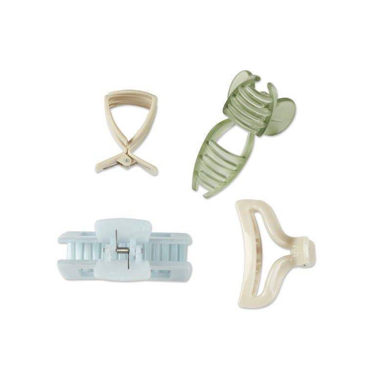sc&#252;nci Consciously Minded Recycled Claw Clips - Matte Blue/Cream/Green/Taupe - All Hair - 4pcs, 5 of 8