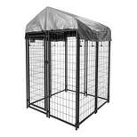 Homestead Large 4 x 6 Foot Welded Wire Outside Pet Kennel with Waterproof Cover for Dogs, Chickens, and other Outdoor Pets, Black