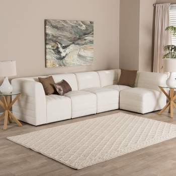 Baxton Studio Maya Modern White Boucle Fabric 5-Piece Modular Sectional Sofa