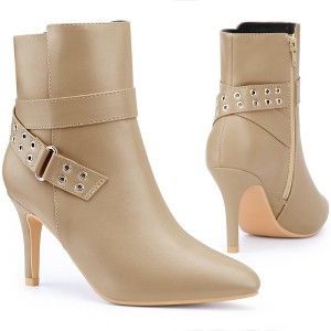 BLISSFUL STEP Pointed Toe with Buckle Dressy Stiletto Heel Ankle Booties for Women - 1 of 4