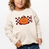 The Juniper Shop SmileyWorld Pumpkin Face Checkered Toddler Sweatshirt - 3T - Natural - 3 of 4