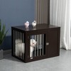 PawHut Wooden Dog Crate Furniture Wire Pet Cage Kennel, End Table with Double Doors, and Locks, for Medium and Large Dog House Indoor Use - 2 of 4