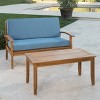 FIONECA Outdoor Blue Seat with Coffee Table, All-Weather Rattan Chair and Table Set for Patio, Garden, Balcony, or Poolside - 4 of 4