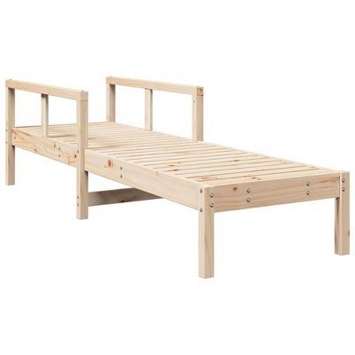 vidaXL Pine Wood Sun Lounger - Adjustable Chaise Daybed Chair for Outdoor Patio/Garden Use - 78.5" x 24.4" x 30.7"