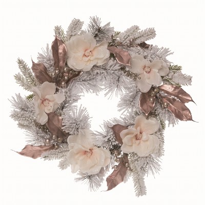 Transpac Artificial Multicolor Christmas Magnolia Wreath