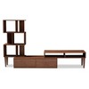 Haversham Mid-Century Retro Modern Display TV Stand for TVs up to 60" Walnut Brown - Baxton Studio: Entertainment Center, Media Console - 2 of 4