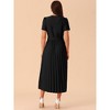 Seta T Women's Casual Short Sleeve Wrap V Neck Flowy Pleated Midi Dress with Belt - 4 of 4