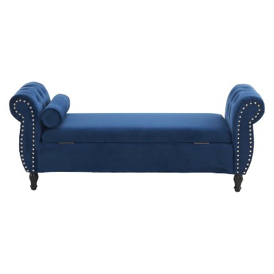 NicBex Storage Ottoman Bench for Bedroom,Velvet Storage Bench with Armrests and Solid Wood Frame,Ottoman for Living Room,Bedroom,Entryway