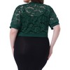 Agnes Orinda Women's Plus Size Short Sleeve Sheer Floral Lace Open Front Cropped Cardigans - 4 of 4
