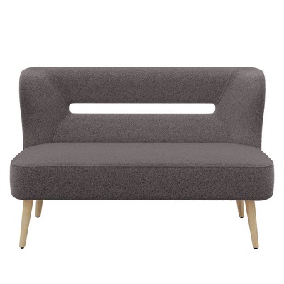 Beautyolove 46.5 in. W Grey Velvet Upholstered Open Back 2-Seater Loveseat Sofa with Solid Wood Legs