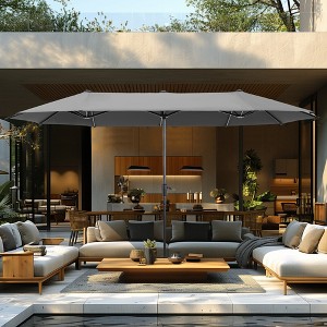 Captiva Designs 13ft Double-Sided Patio Umbrella, Large Rectangle Outdoor Market Umbrella - 1 of 4