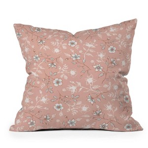 16"x16" Wagner Campelo Villandry Floral Square Throw Pillow Pink - Deny Designs: Bohemian, Removable Cover, Indoor Use - 1 of 4