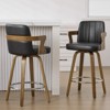 Bekrvio 26" Swivel Counter Height Bar Stools Set of 1/2/3/4,Faux Leather Upholstered Bar Chairs with Back & Arm for Kitchen Island,Black - 3 of 4