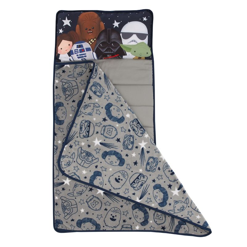 Star Wars Welcome to the Galaxy Navy and Gray Princess Leia, R2-D2, Chewbacca, Yoda, and Darth Vader Toddler Nap Mat, 2 of 10