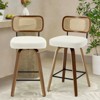 Bekrvio Swivel Counter Height Bar Stools Set of 1/2/3/4- 26" Faux Leather Upholstered with Rattan Back,Ideal for Kitchen Island - 2 of 4