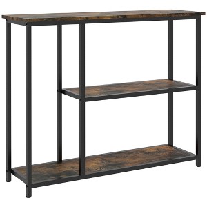 Modern Steel Console Table with 2 Storage Shelves, Narrow Entryway Sofa Table for Hallway - 1 of 4