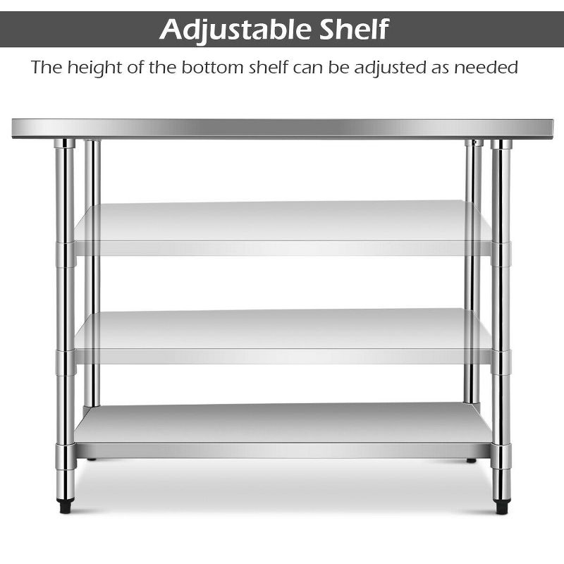 Tangkula 30" x 48" Stainless Steel Food Prep & Work Table Commercial Kitchen Table Silver, 4 of 11