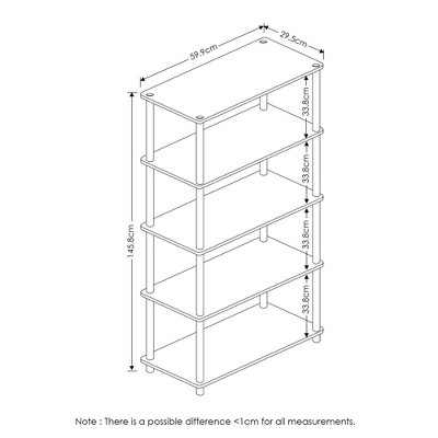 57.4 in. Tall Black/Grey Wood 5-Shelves Etagere Bookcases