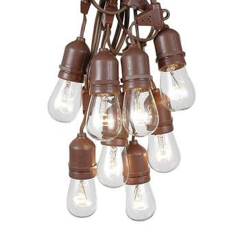 Novelty Lights Edison Outdoor String Lights with 50 Suspended Sockets Brown Wire 100 Feet