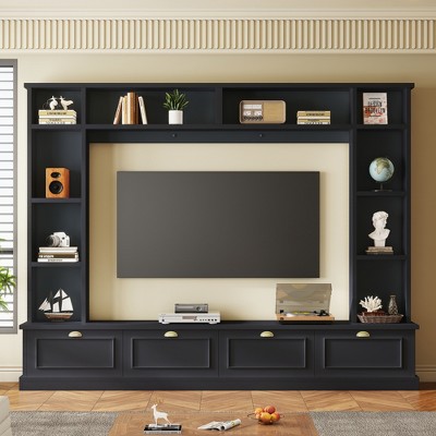 104"W Modern 4-in-1 TV Stand TV Console Wall Unit Entertainment Center for TVs Up to 78'' with Shelves and Cabinets-ModernLuxe