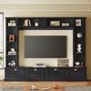 104.20"Large Wall Unit Entertainment Center with Bookshelves for TVs Up to 78'', Modern TV Console with Cabinets and Open Shelves, Black - 2 of 4