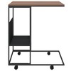 vidaXL Black Engineered Wood C-Shaped Side Table with Wheels and Additional Shelf, Blends with Industrial and Modern Decor - 2 of 4