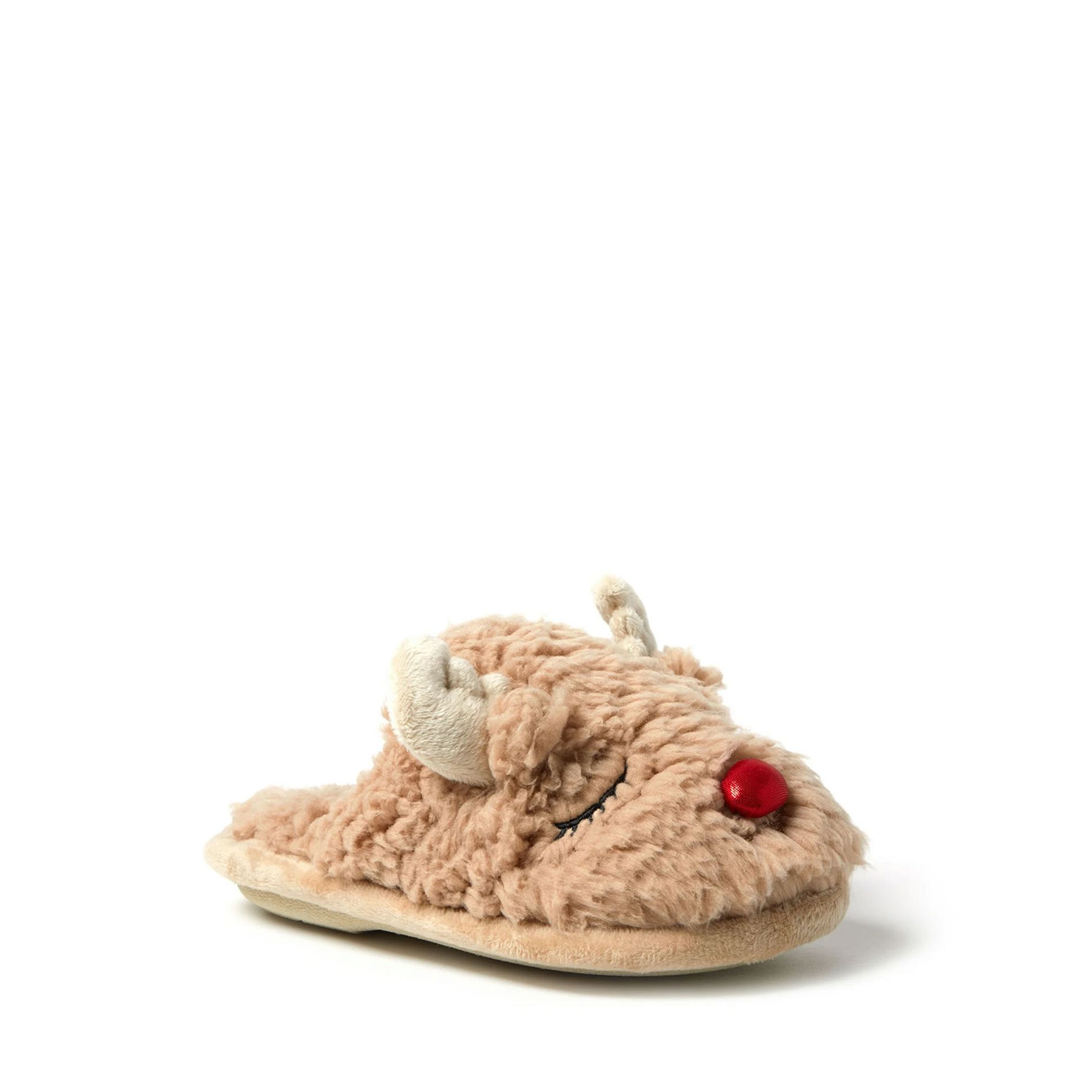 Dearfoams Kid's Holiday Christmas Reindeer Scuff Slipper