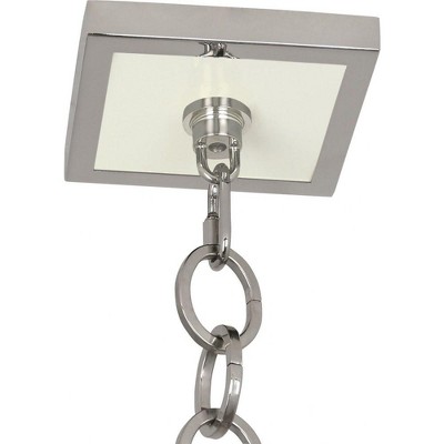 Ranger 18" Glossy White and Polished Nickel 3-Light Geometric Chandelier