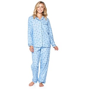 Casual Nights Women's Flannel Long Sleeve Button Down Pajama Set - 1 of 4