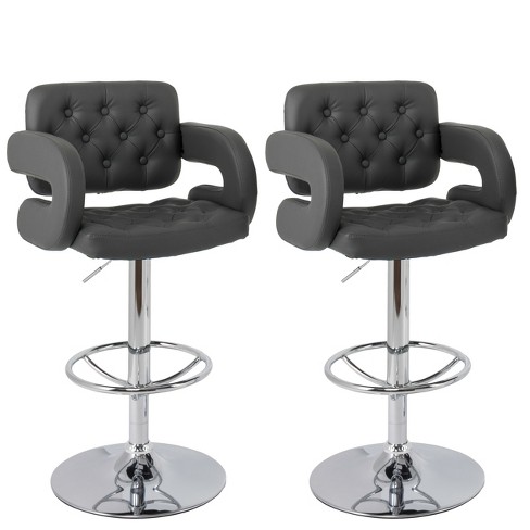 Set Of 2 Adjustable Counter Height Barstools With Armrests