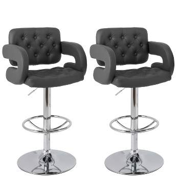 Set of 2 Adjustable Counter Height Barstools with Armrests - CorLiving