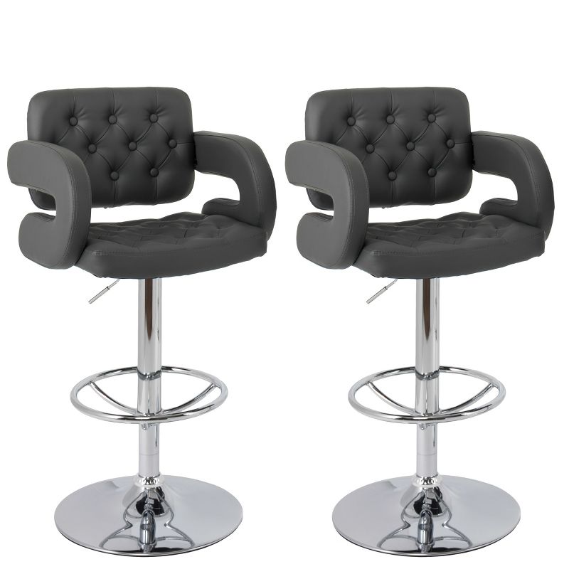 Set of 2 Adjustable Counter Height Barstools with Armrests - CorLiving, 1 of 9