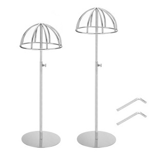 Unique Bargains Non-Slip Stainless Steel Adjustable Height Wigs Hat Display Stand Holder 2 Pcs - 1 of 3