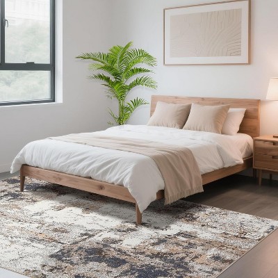 5x7 Washable Abstract Modern Rug - Ultra Soft Foldable Stain Resistant Carpet Non-Slip Accent Rug for Bedroom Dining Room Office Brown