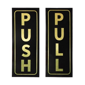 Unique Bargains PVC Self-Adhesive Waterproof Shop Push Pull Door Sign 1 Set - 1 of 4