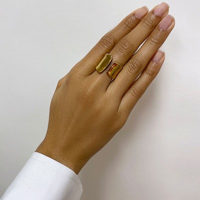 Adornia 14k Gold Plated Tall Open Band Ring (Size 6)