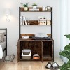 Litter Box Enclosure with 2 Storage Shelves Wooden Hidden Cat Litter Box Enclosure Furniture with 2 Door - 4 of 4