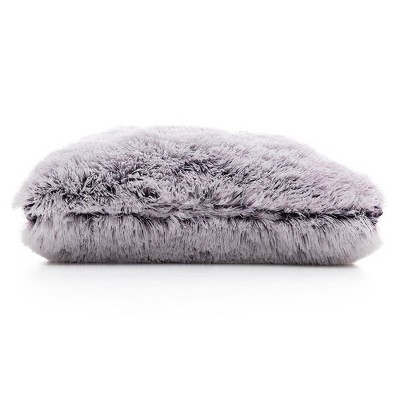 Purple Faux Fur 18" Square Shaggy Throw Pillow Set