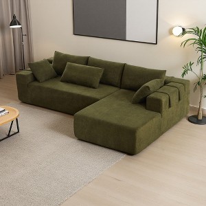 108" Chenille Modular L-Shaped Sectional Sofa with Right Chaise & 6 Pillows - 1 of 4