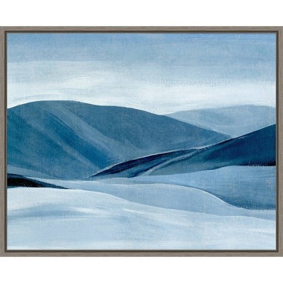 20" x 16" Indigo Range II Mountain by Annie Warren Framed Canvas Wall Art - Amanti Art