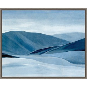 20" x 16" Indigo Range II Mountain by Annie Warren Framed Canvas Wall Art - Amanti Art: Modern Lithograph, Sawtooth Back Mount - 1 of 4