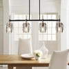Dewdrop 33.07'' Industrial Pendant Lights 4-Light Smoked Glass, Hand-Blown Textured Shade, Matte Black Brass For Dining Room - 2 of 4