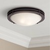 Possini Euro Design Ceiling Light Flush Mount Fixture 16" Wide Bronze 2-Light White Glass Bowl Shade for Bedroom Kitchen Living Room Hallway Dining - 2 of 4