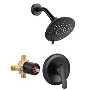 WOWOW Single Handle 5-Spray Patterns Round Shower Faucet 1.8 GPM with Valve - 1 of 4