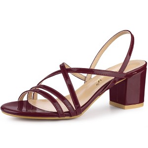 Allegra K Women's Open Toe Strappy Slingback Chunky Heels Slide Sandals - 1 of 4