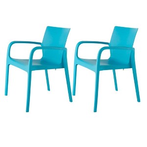 Alissa 2pk Stackable Outdoor Arm Chairs - Lagoon
 - 1 of 4