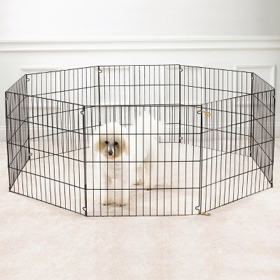 Black Metal 8-Panel Exercise Pen with Door