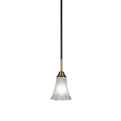 Toltec Lighting Paramount 1 - Light Pendant in  Matte Black/Brass with 5.5" Fluted Frosted Crystal Shade