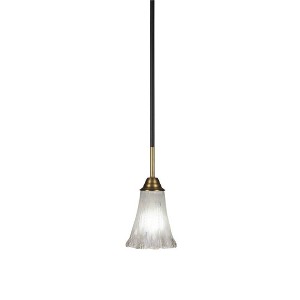 Toltec Lighting Paramount 1 - Light Pendant in  Matte Black/Brass with 5.5" Fluted Frosted Crystal Shade - 1 of 1